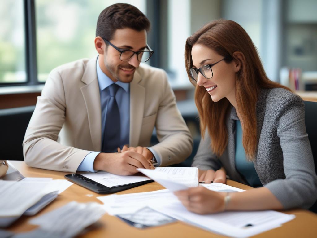 A realistic high resolution of a credit advisor discussing loan