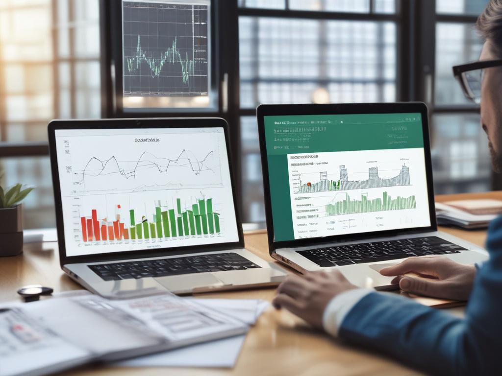 A realistic high resolution of a person analyzing investment charts
