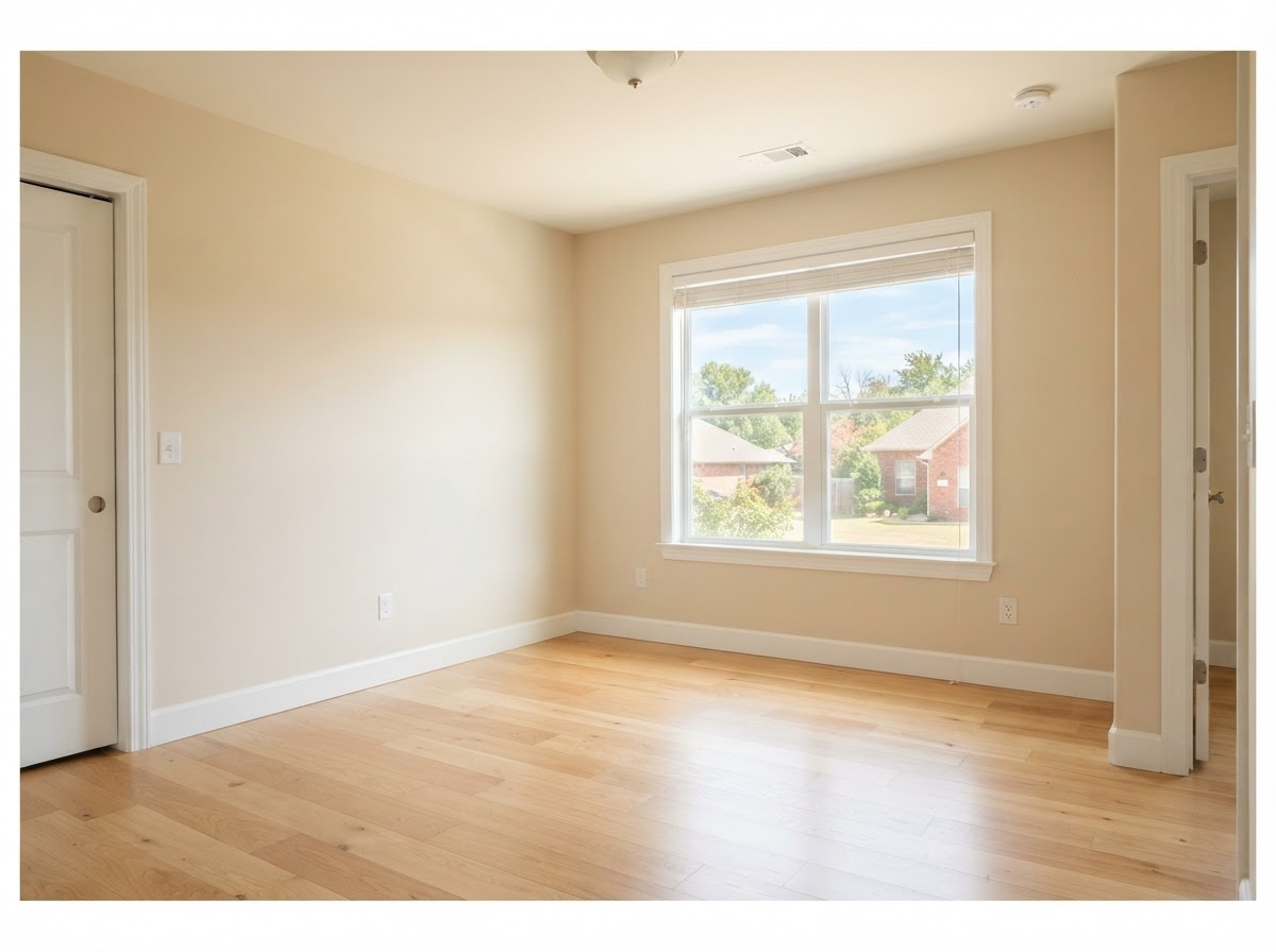 Empty, thoroughly cleaned bedroom ready for move-in with bright natural light