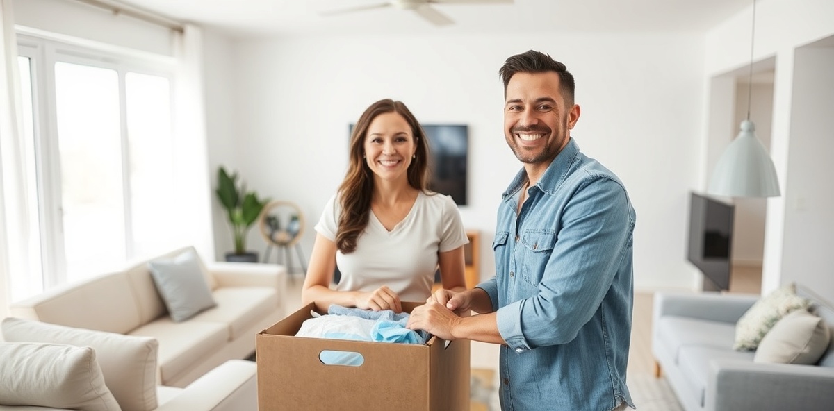 Professional house cleaner in clean, bright living room
