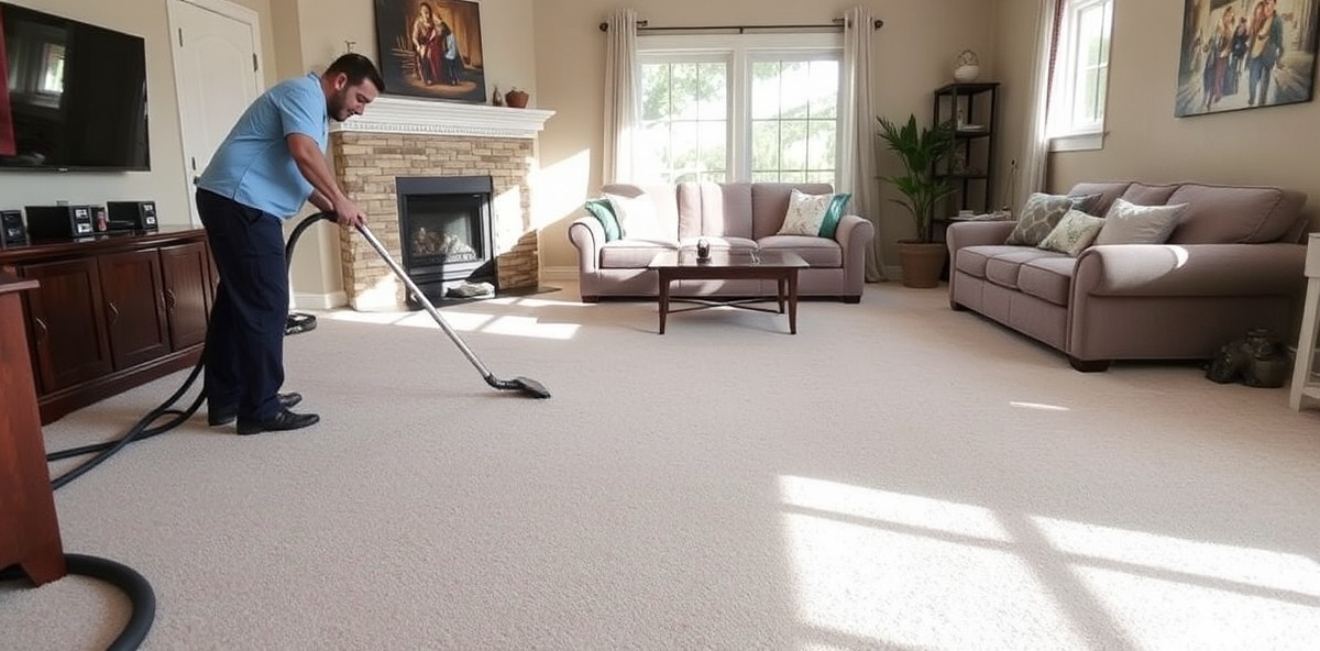 Professional carpet cleaning service in a residential home