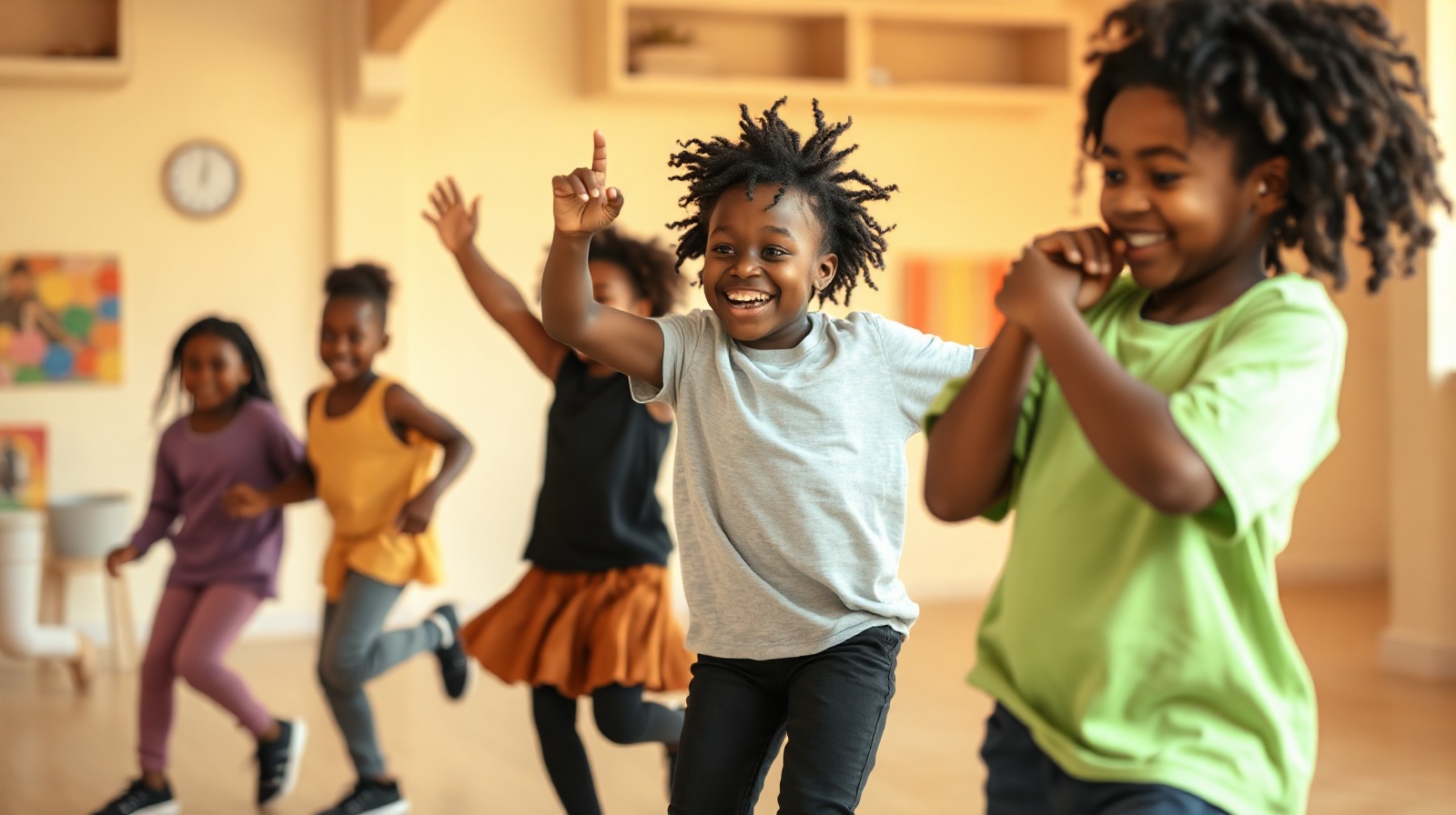 Young people expressing joy through movement and creative expression