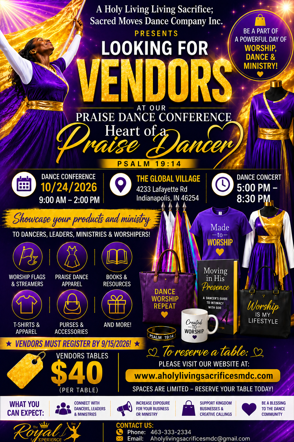 Looking for Vendors flyer for Praise Dance Conference