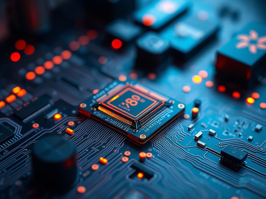 A high resolution close up shot of a sophisticated quantum