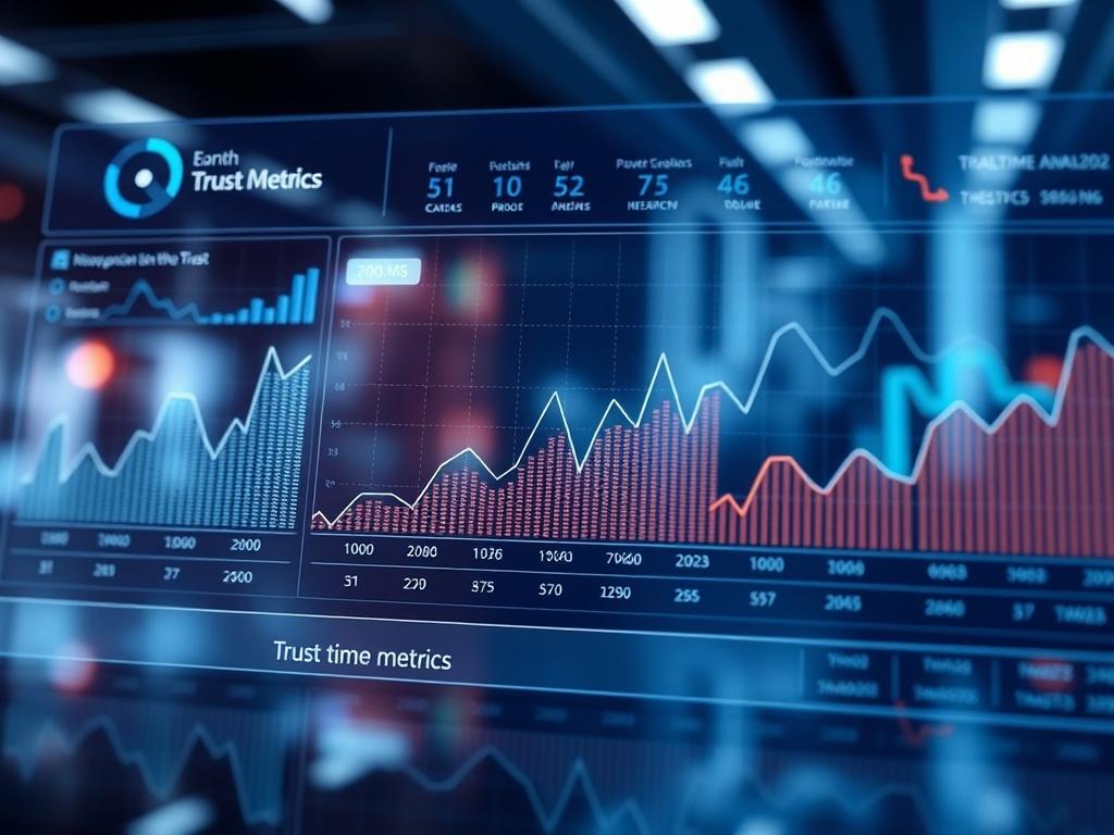 A high resolution image of a futuristic trust metric dashboard