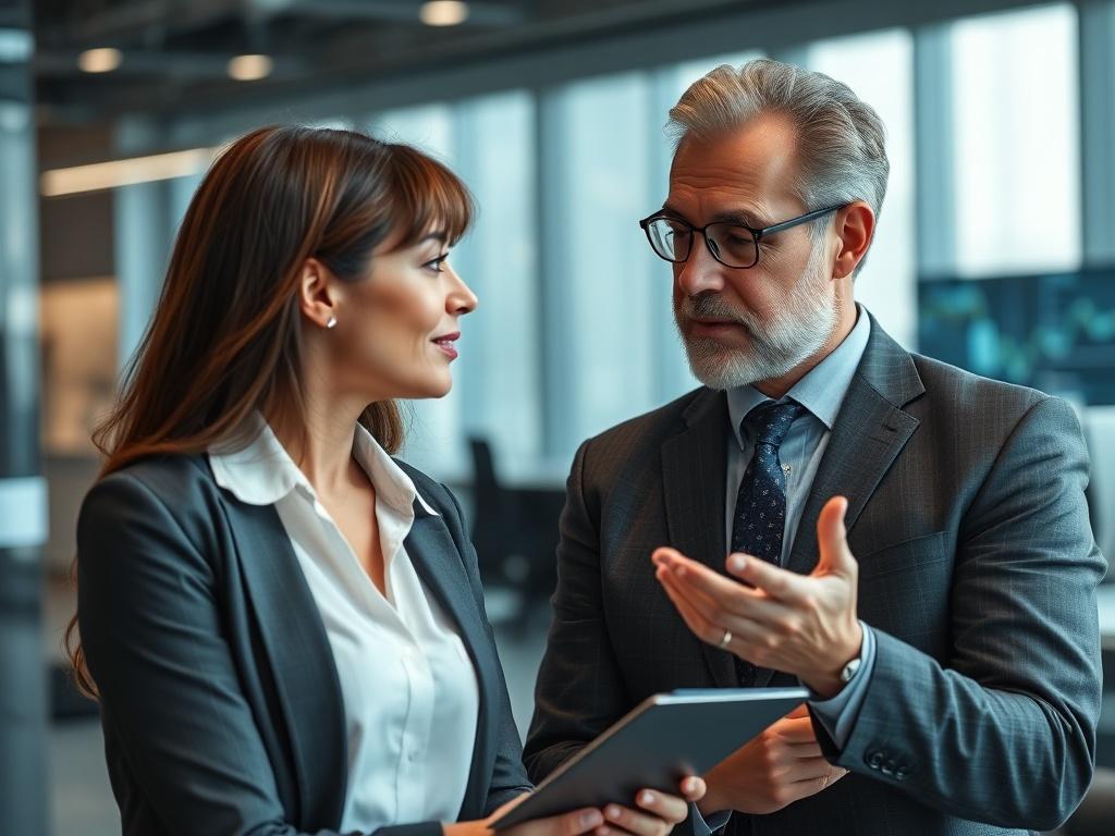 A close up shot of a professional consultant and a