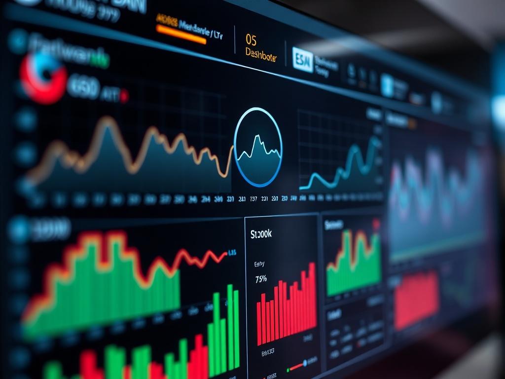 A hyper-realistic close-up shot of a modern digital security system interface, showcasing a quantum-native security dashboard with various metrics and graphs. The background should be softly blurred to emphasize the dashboard, with colors that reflect a soft contrast. Elements should be well-structured for clarity, including clear labels and a logical flow of information, ensuring legibility and a strong visual hierarchy. The shot should be taken with a 45mm f/1.2 lens for a professional look.