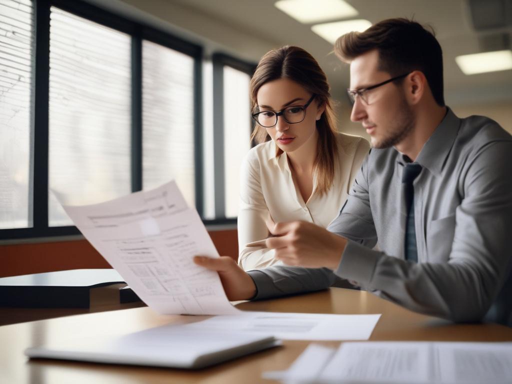 A close up of a professional reviewing tailored scripts, engaged