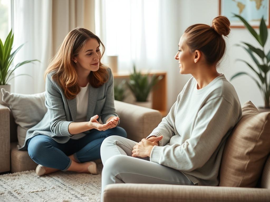 A peaceful session where a coach guides a client through