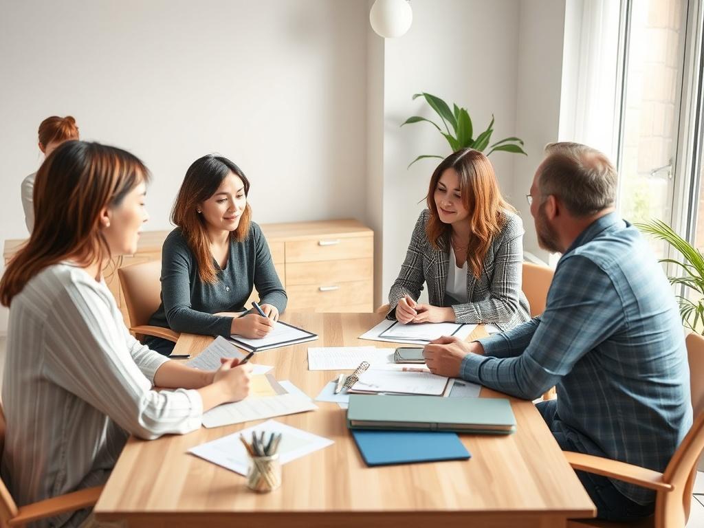 A dynamic image showing a group coaching session, with participants