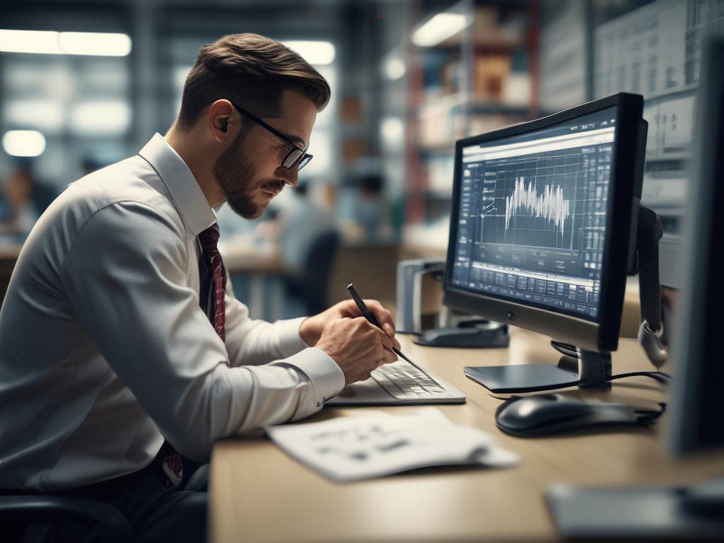 close up of a market researcher analyzing data on a