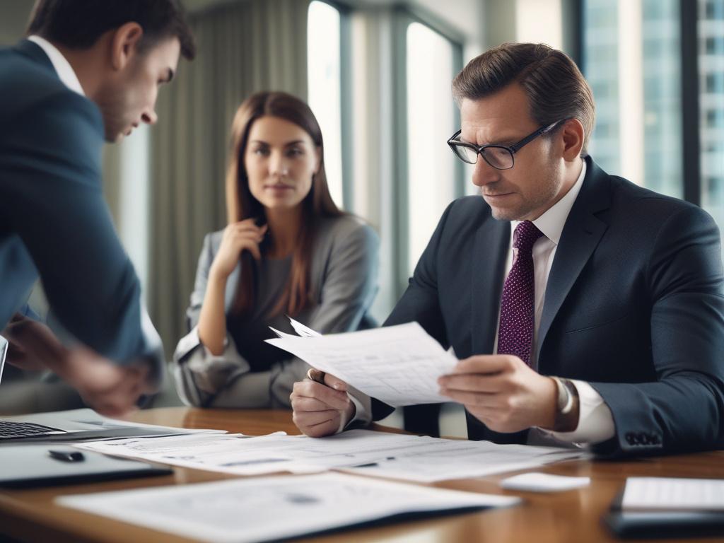 a close up of a financial advisor reviewing investment documents