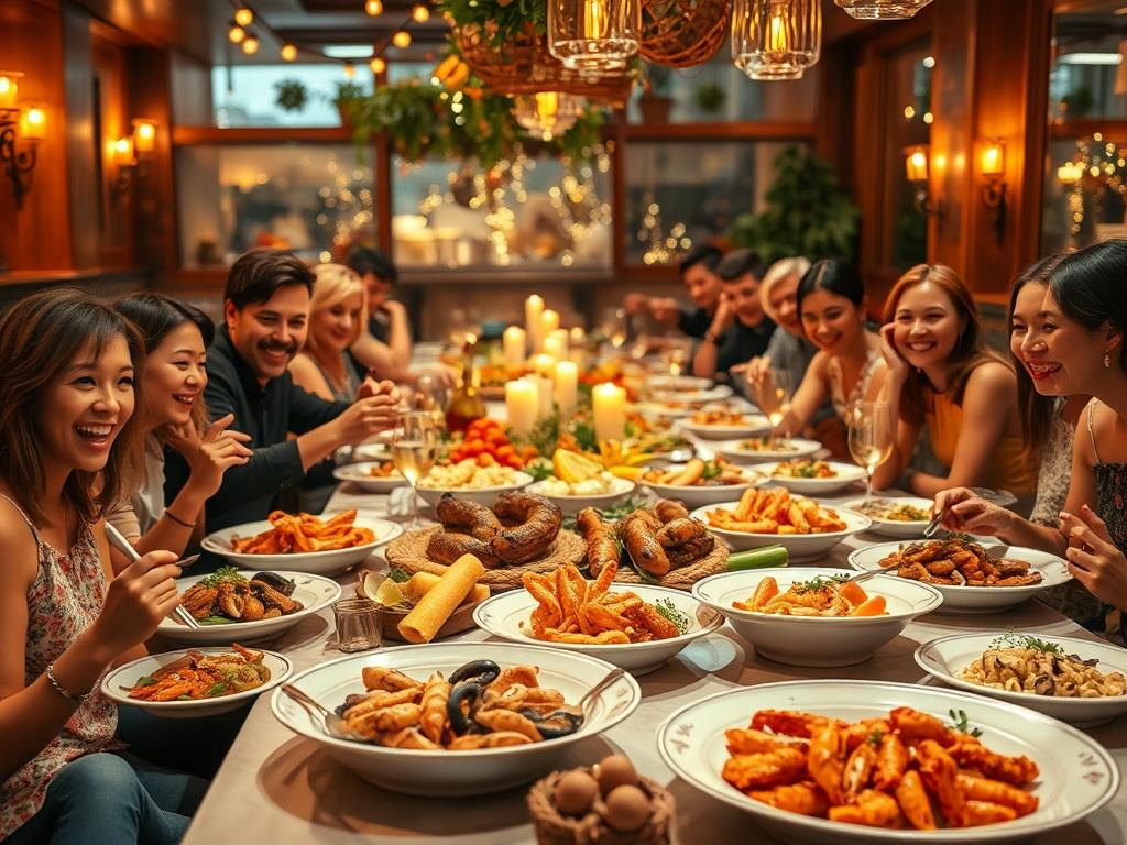 A vibrant image capturing a large table filled with diverse