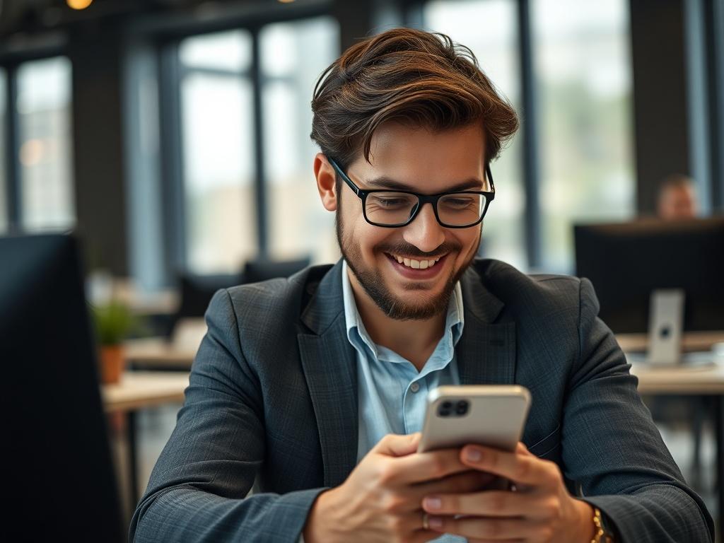 A high resolution image of a business owner checking their