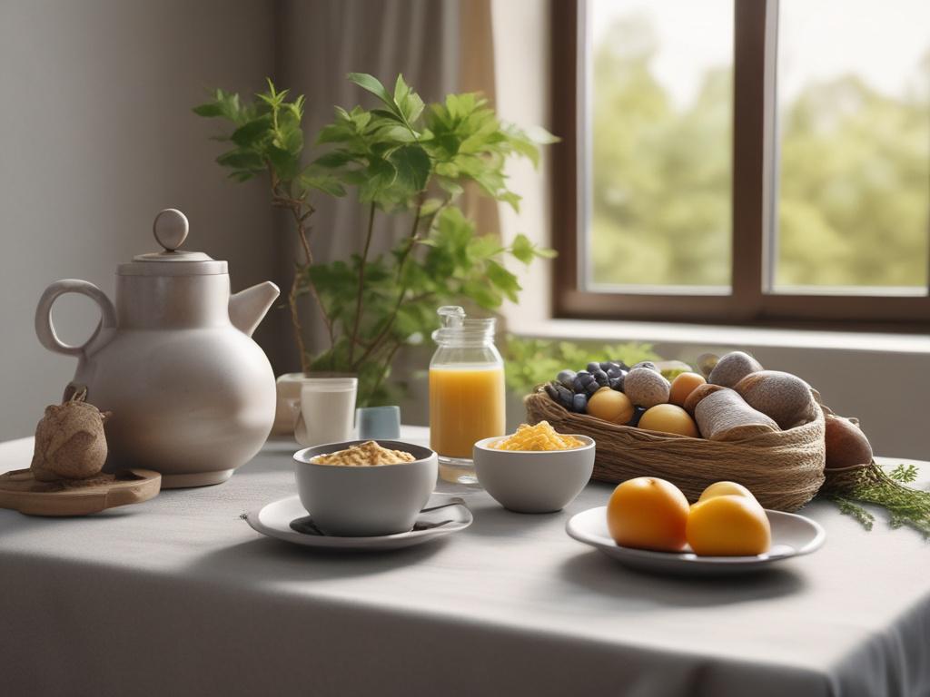 wellness retreat, cozy room, nature, healthy breakfast
