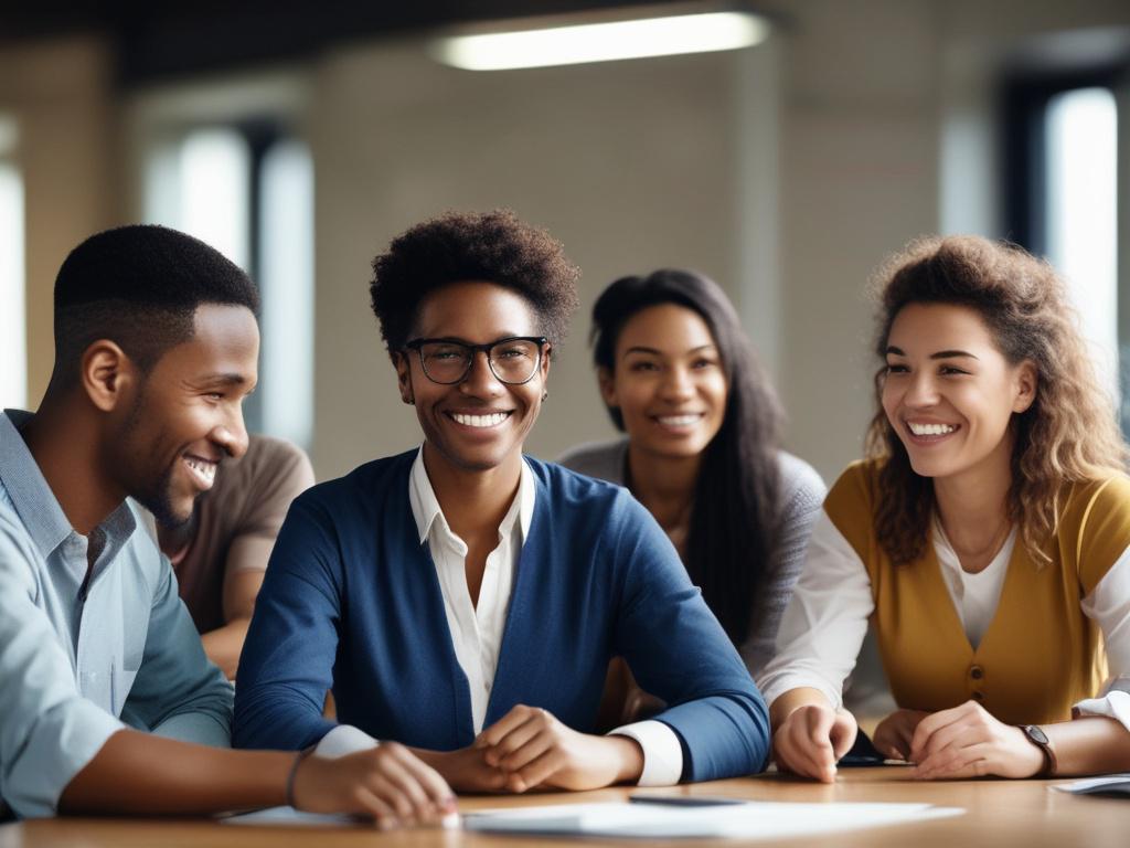 A close up shot of a diverse group of church