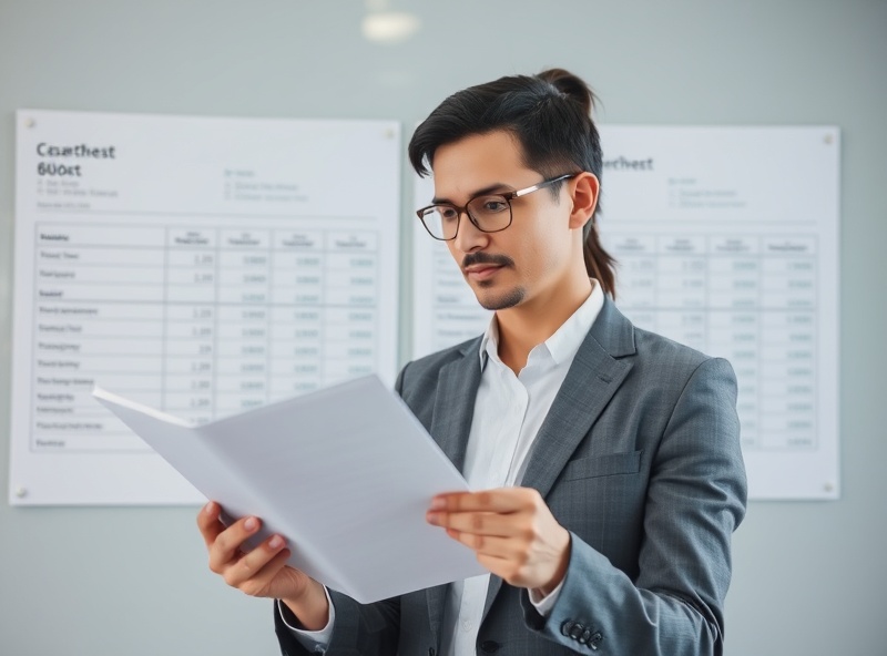 Professional manager reviewing cleaning service costs and budget spreadsheet for cost optimization