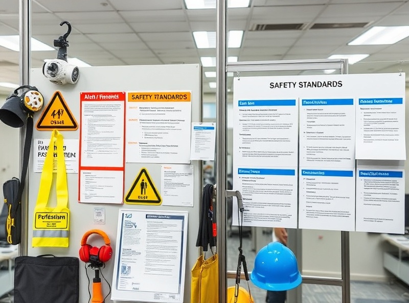 Professional safety equipment and OSHA workplace safety standards compliance documentation