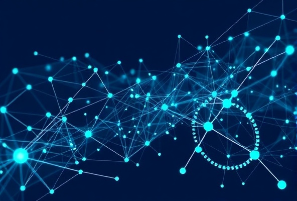 Abstract tech illustration with networks and circuits