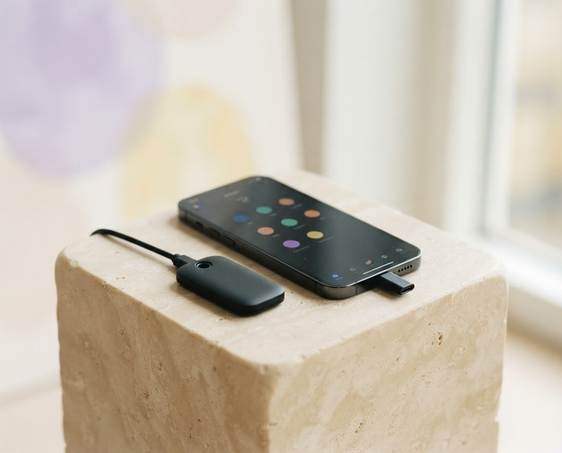 A hardware wallet beside a smartphone, ready for setup