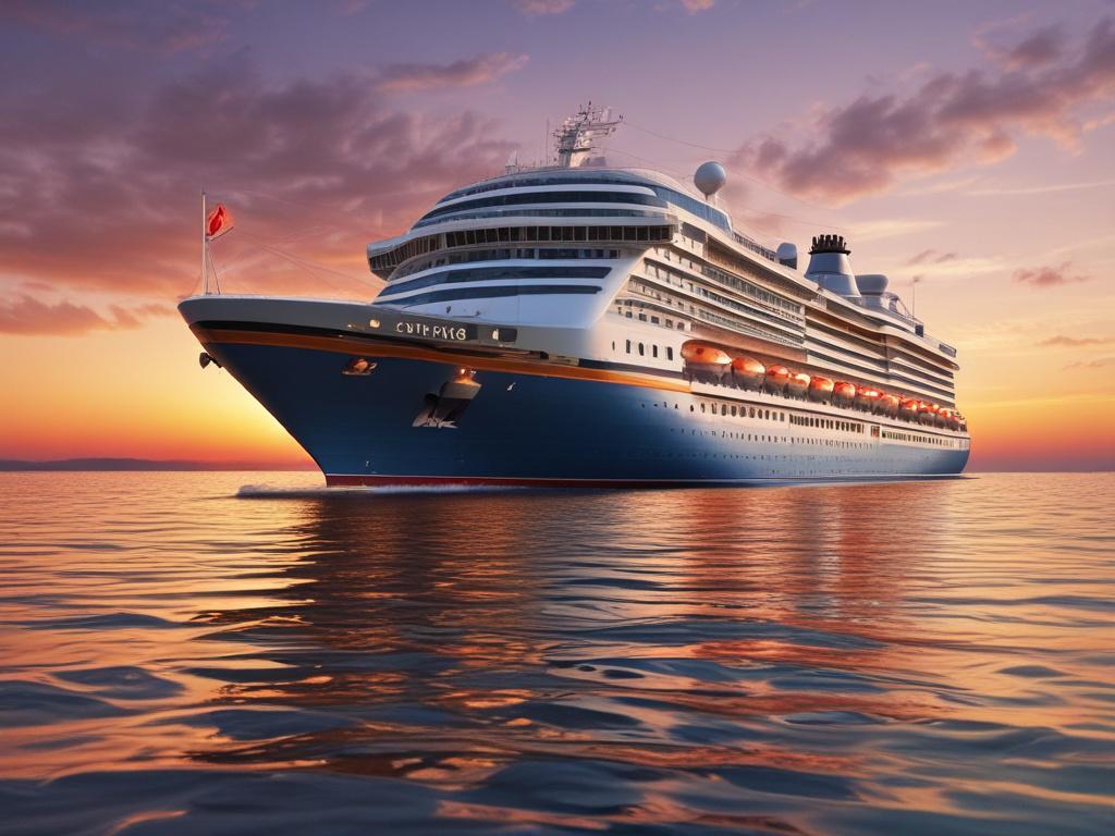 A luxurious cruise ship sailing on a calm sea during