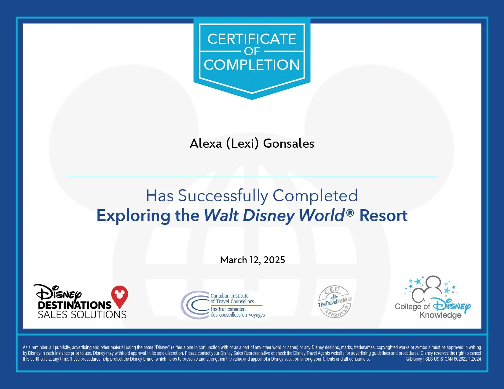 exploring the walt disney world resort certificate.webp