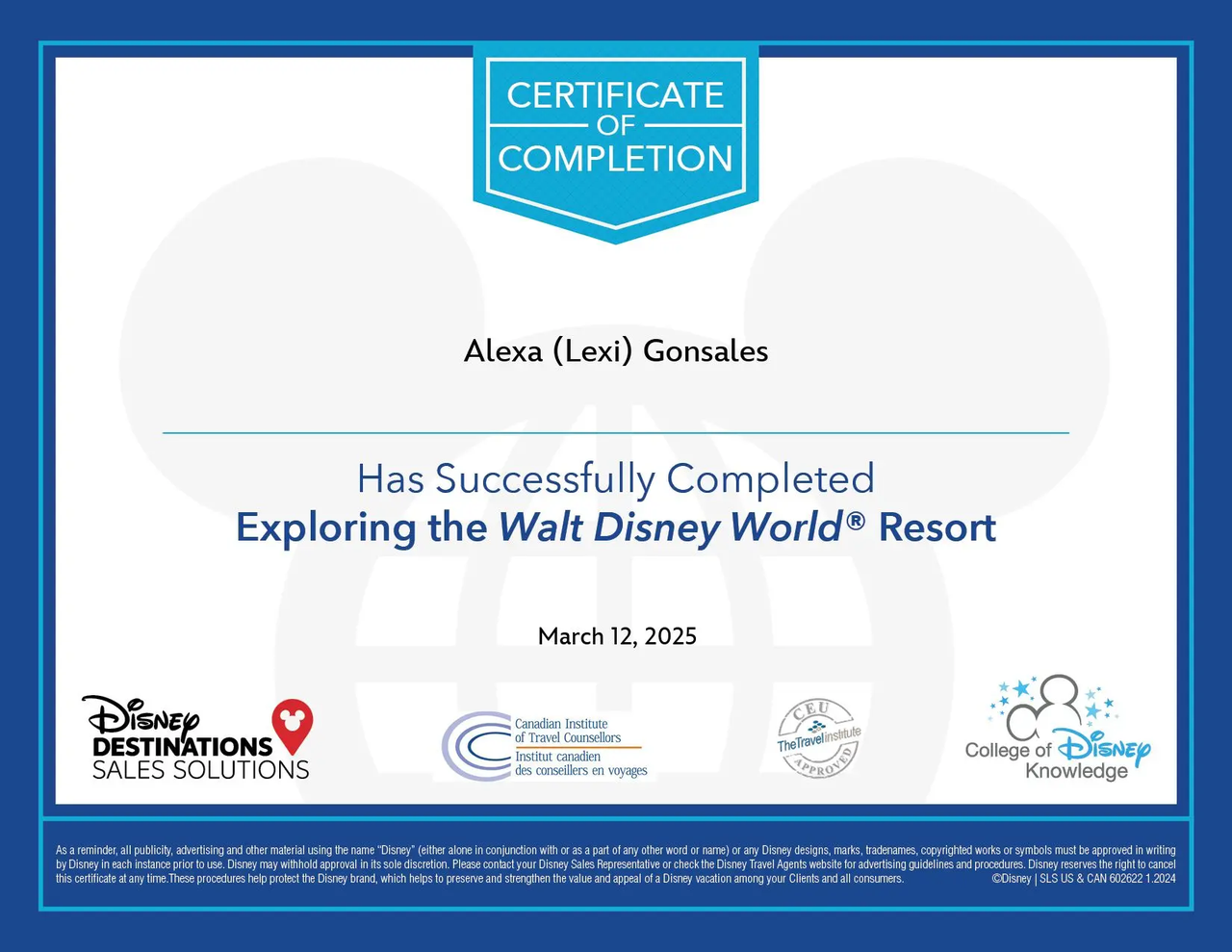 exploring the walt disney world resort certificate.webp