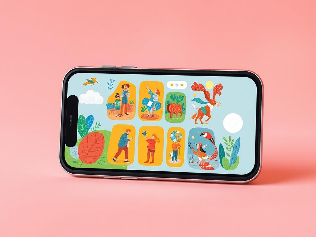 A high resolution image of a storytelling app interface on