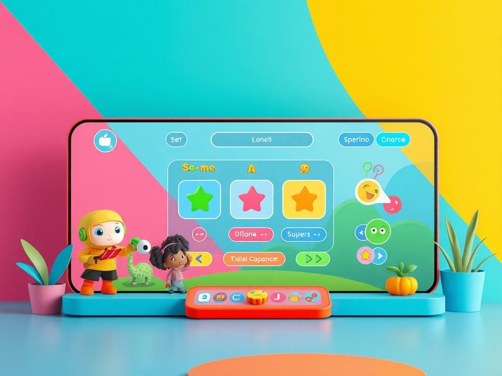 A high resolution image of a colorful educational game interface