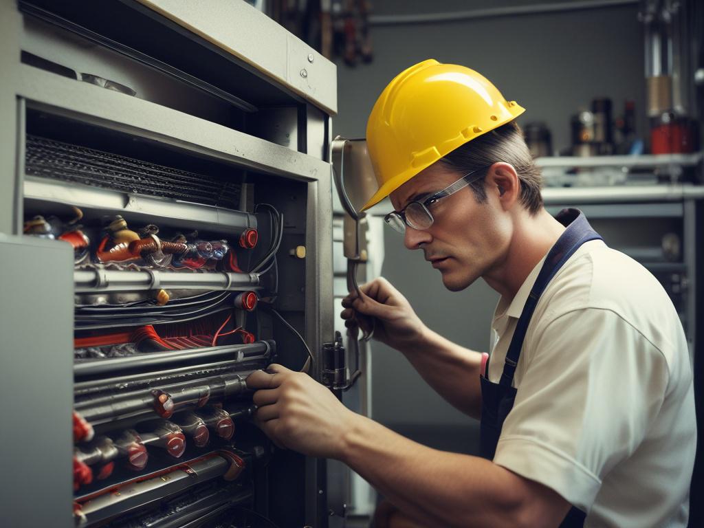 A hyper realistic close up of a technician repairing a