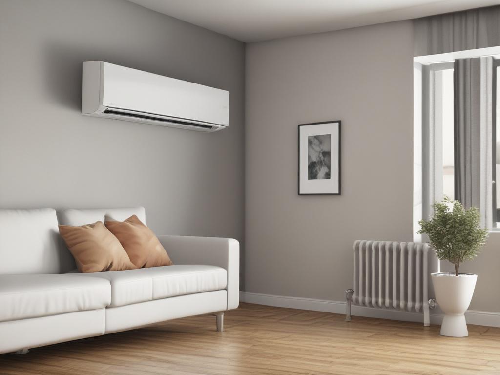 A hyper realistic close up shot of a sleek ductless