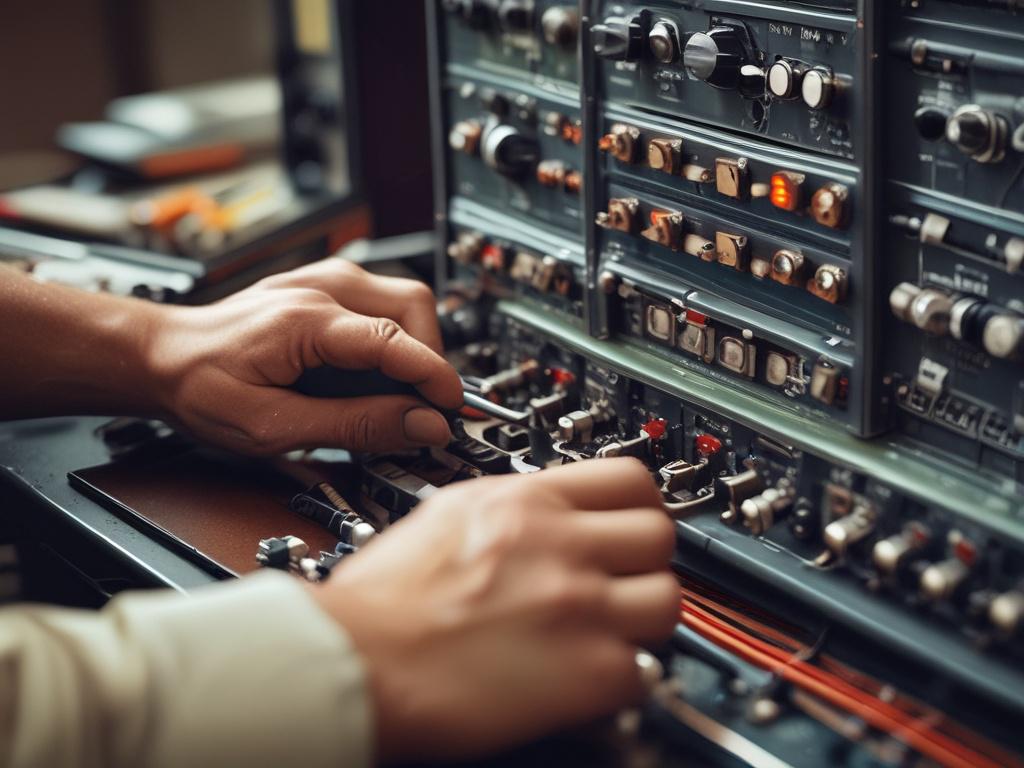 A hyper realistic close up image of a technician’s hands