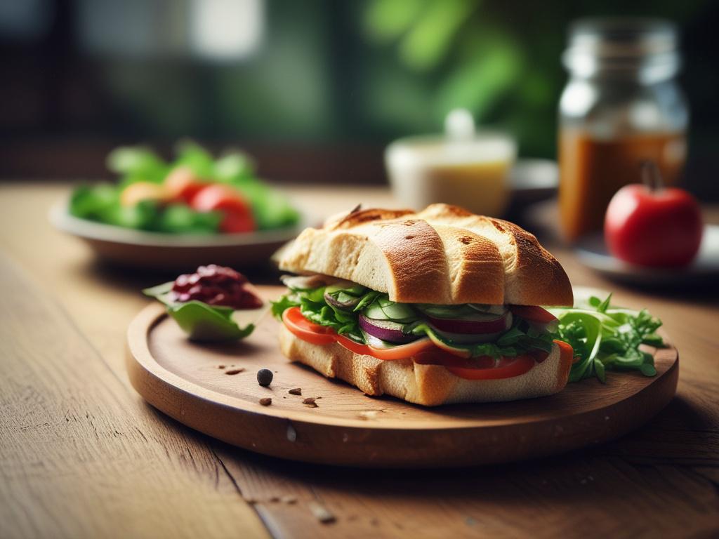 close up of a gourmet sandwich platter on a rustic