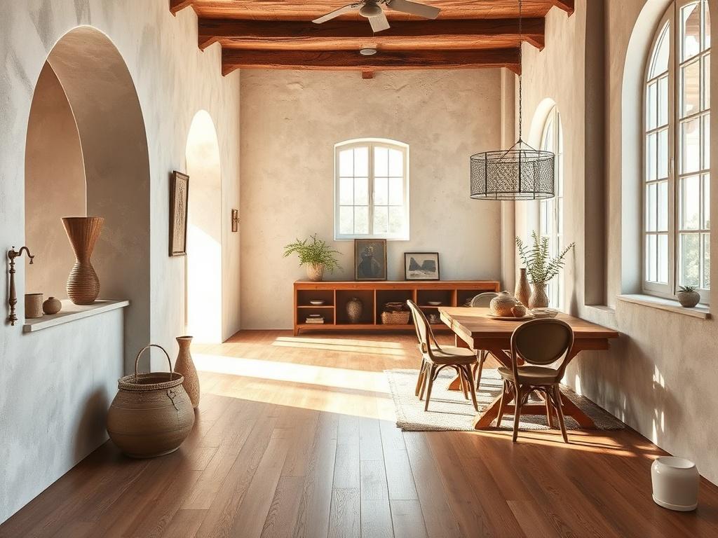 A beautifully finished interior space showcasing elements like hardwood flooring,