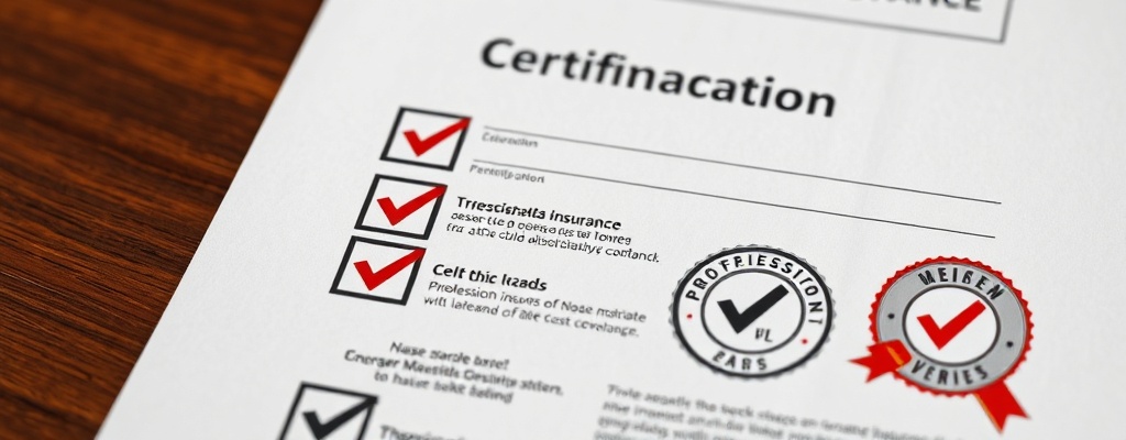 Insurance and certifications document