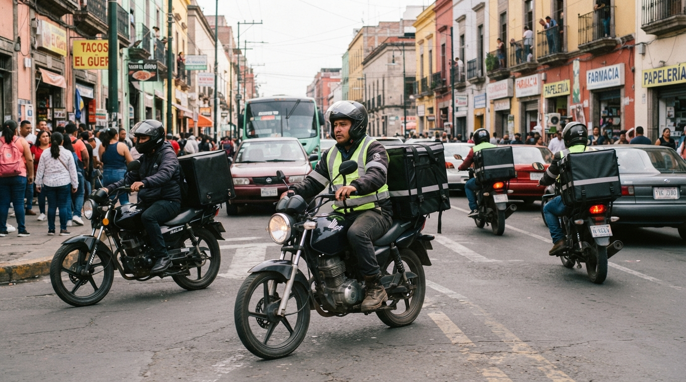 Repartidores en ciudad