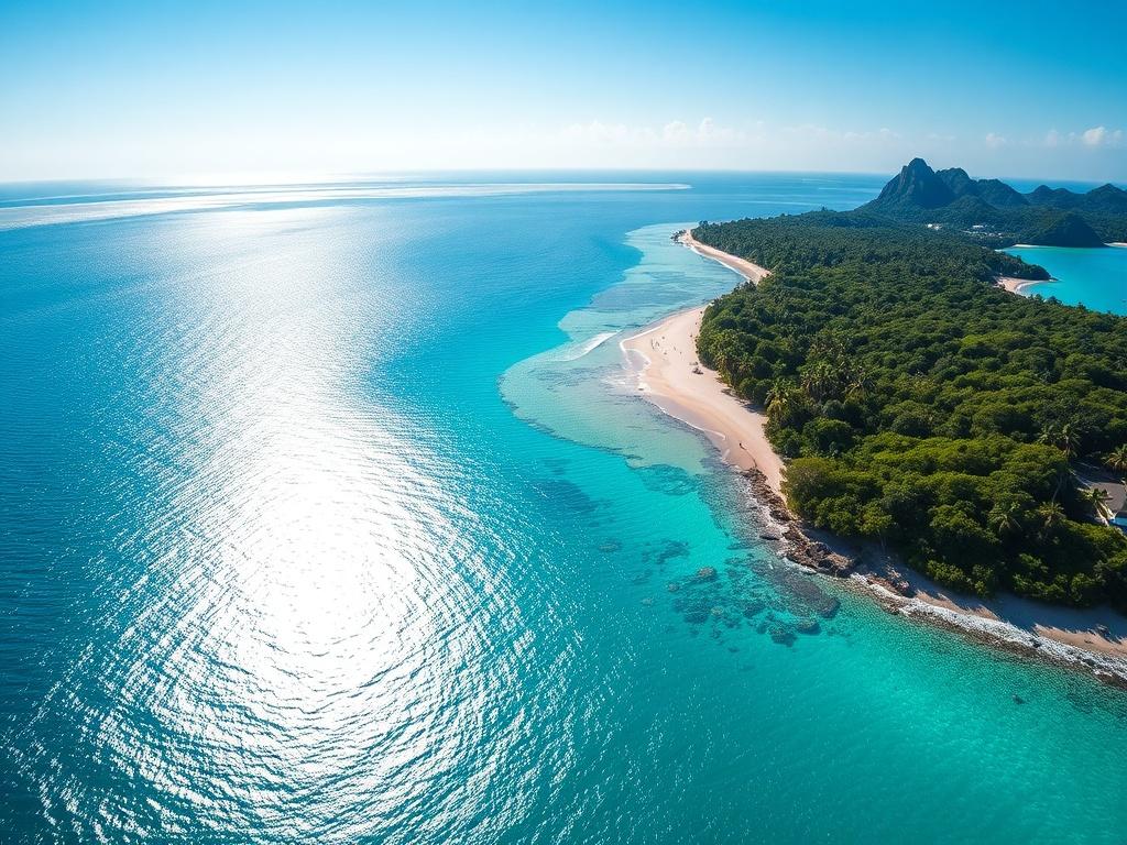 A breathtaking aerial view of Namena Island showcasing the vibrant