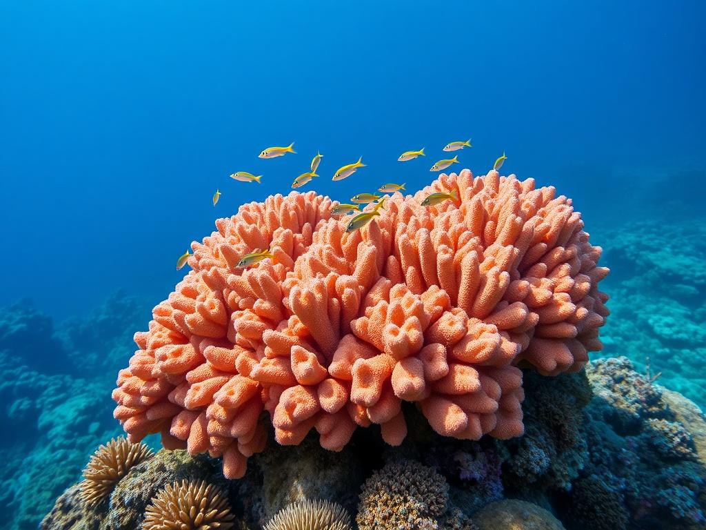 **AI Image Generation Prompt:**

Create a realistic high-resolution photograph that encapsulates the beauty and allure of diving at Namena Marine Reserve in Fiji. The composition should be simple and clear, focusing on a single, vibrant soft coral formation thriving in the underwater landscape. 

**Subject Matter:**
The image should showcase a dense cluster of bright, multi-colored soft corals, teeming with a variety of small reef fish swimming harmoniously around them. The corals should exhibit a rich tape