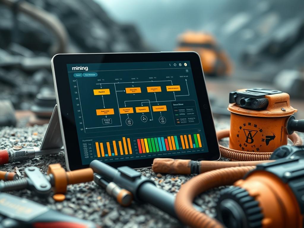 A hyper realistic close up shot of a mining simulation