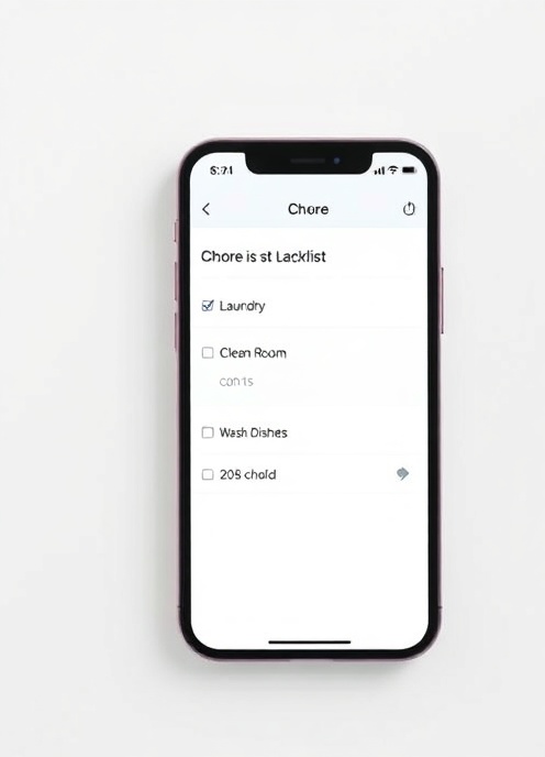 Generic chore app on phone showing basic task list