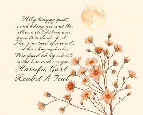 Poetry calligraphy illustration