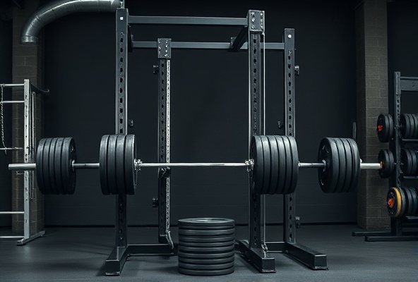 Commercial power rack and squat setup