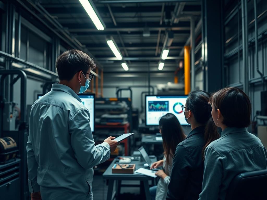 A technician demonstrating the use of a new software tool