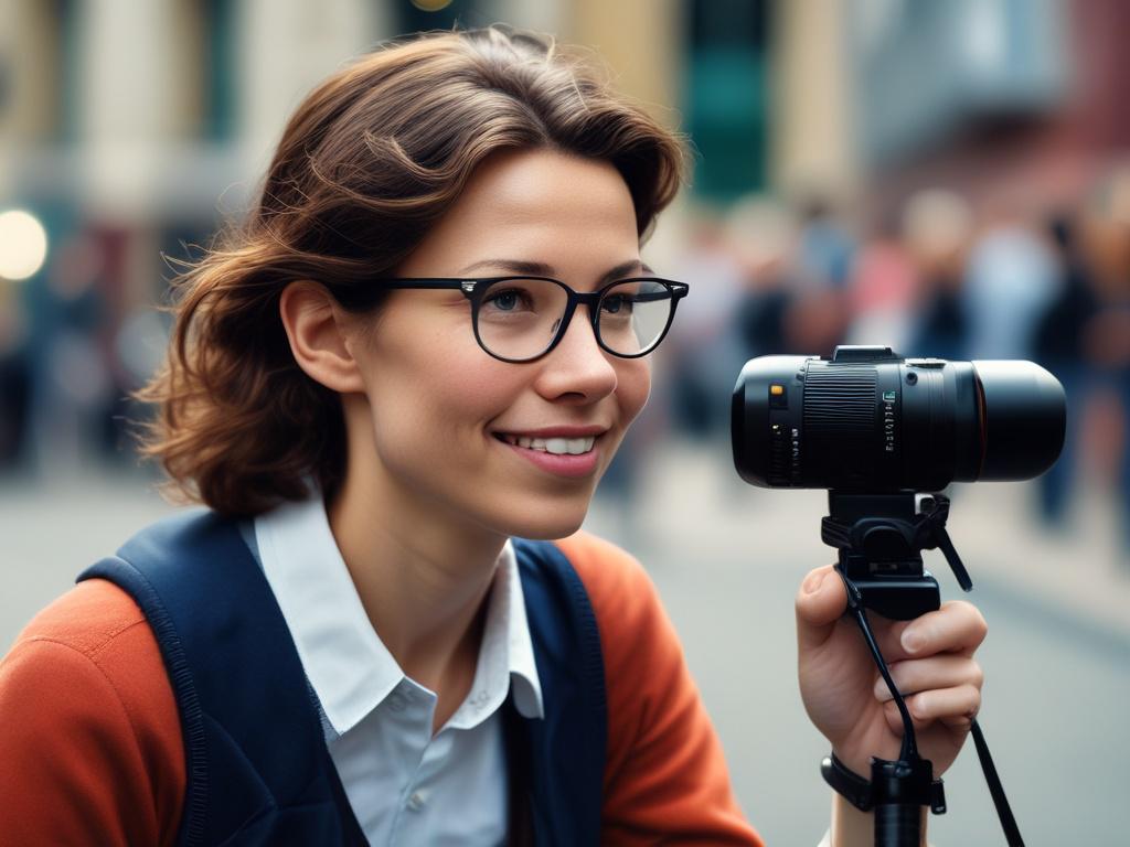 A high resolution close up shot of a journalist in