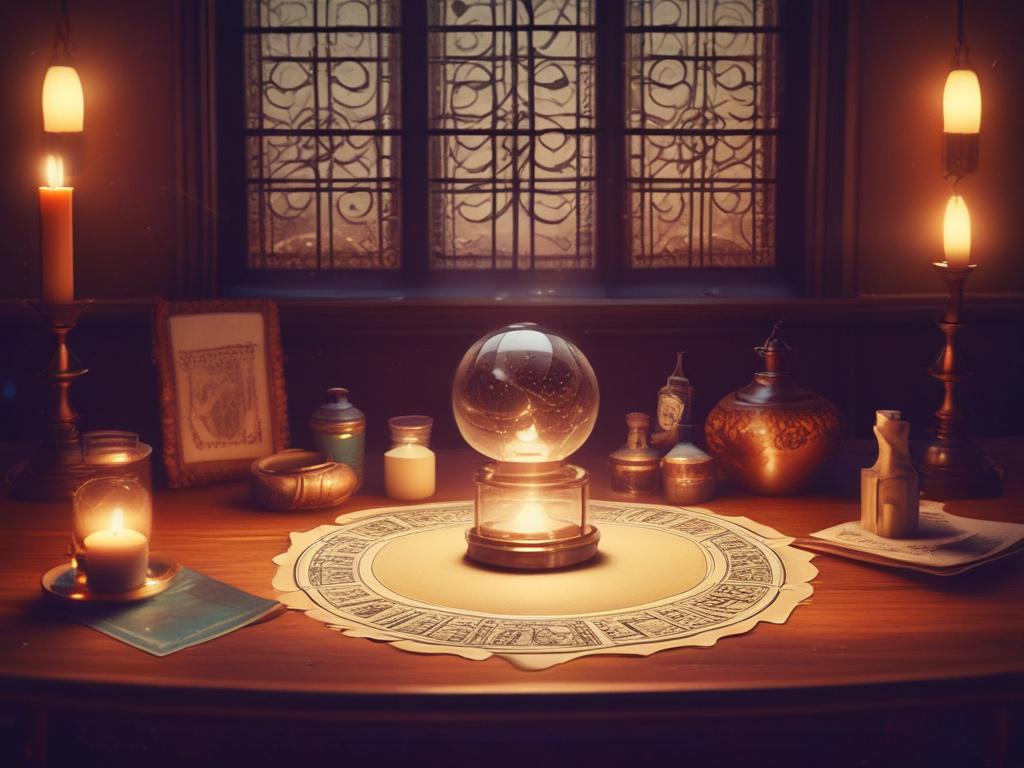 A cozy, candle lit space with a round wooden table