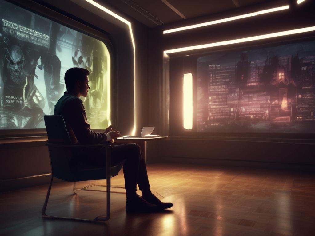A high resolution image depicting a person immersed in a