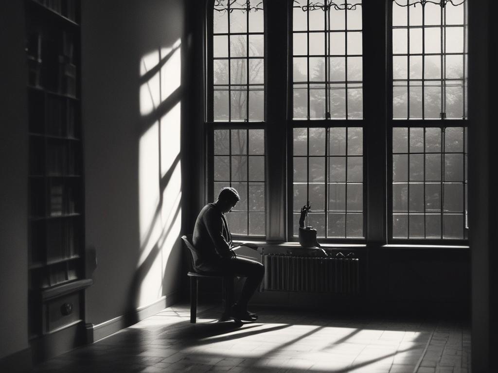 A high resolution image showing a person sitting alone in
