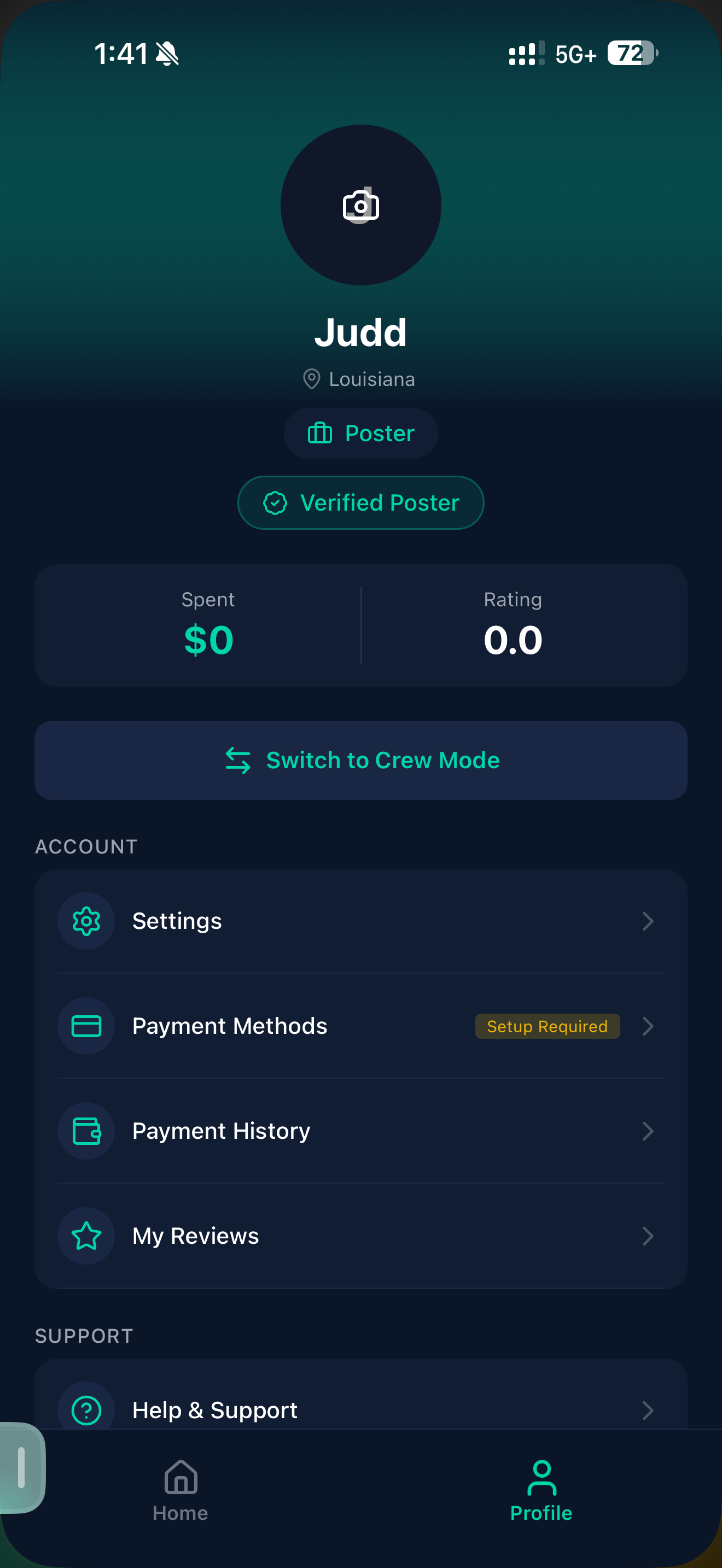 Crew Link app screenshot showing real-time tracking interface