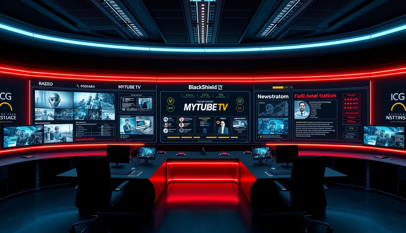 BlackShield VisionCast command dashboard with tiered autonomy visualization