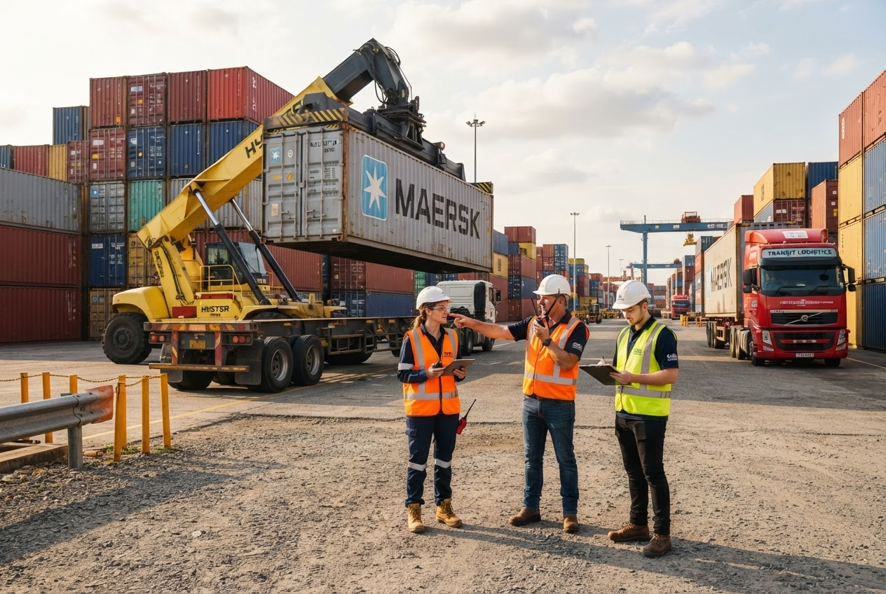 Container loading operations at the Karoo Farming freight yard